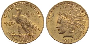 Preview: USA 10 $ 1911 o. Mzz. - Indianer
